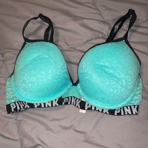 light blue padded cheetah/leopard print bra